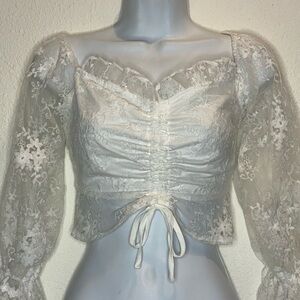 Eilly Bazar Women’s White Lace Crop Top Medium